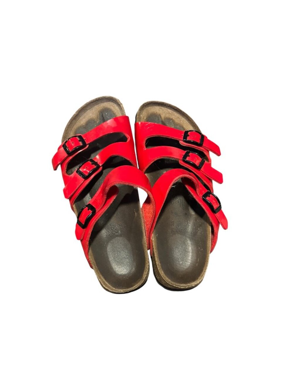 Birkenstock Florida Sandals – Bright Red | Size 36 | 3 Strap Leather Buckle